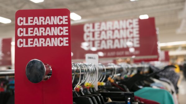 Clearance sale sign in store