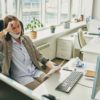 Frustrated woman in empty office