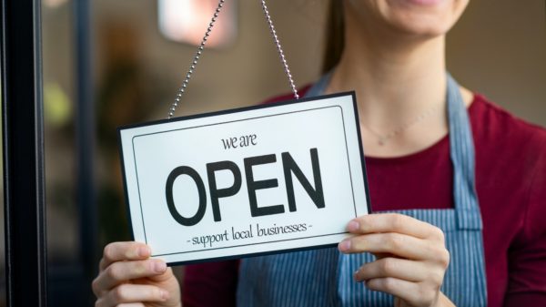 Open sign in a small business shop